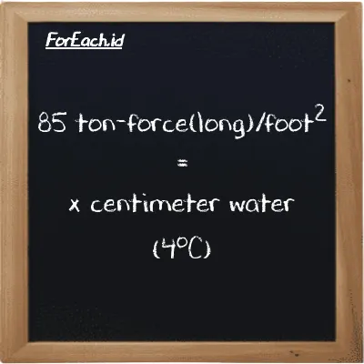 Example ton-force(long)/foot<sup>2</sup> to centimeter water (4<sup>o</sup>C) conversion (85 LT f/ft<sup>2</sup> to cmH2O)